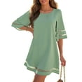 thumbnail image 5 of Women's Summer Casual Short Dresses Casual Mesh Panel Dress Size XL Granite Green, 5 of 9