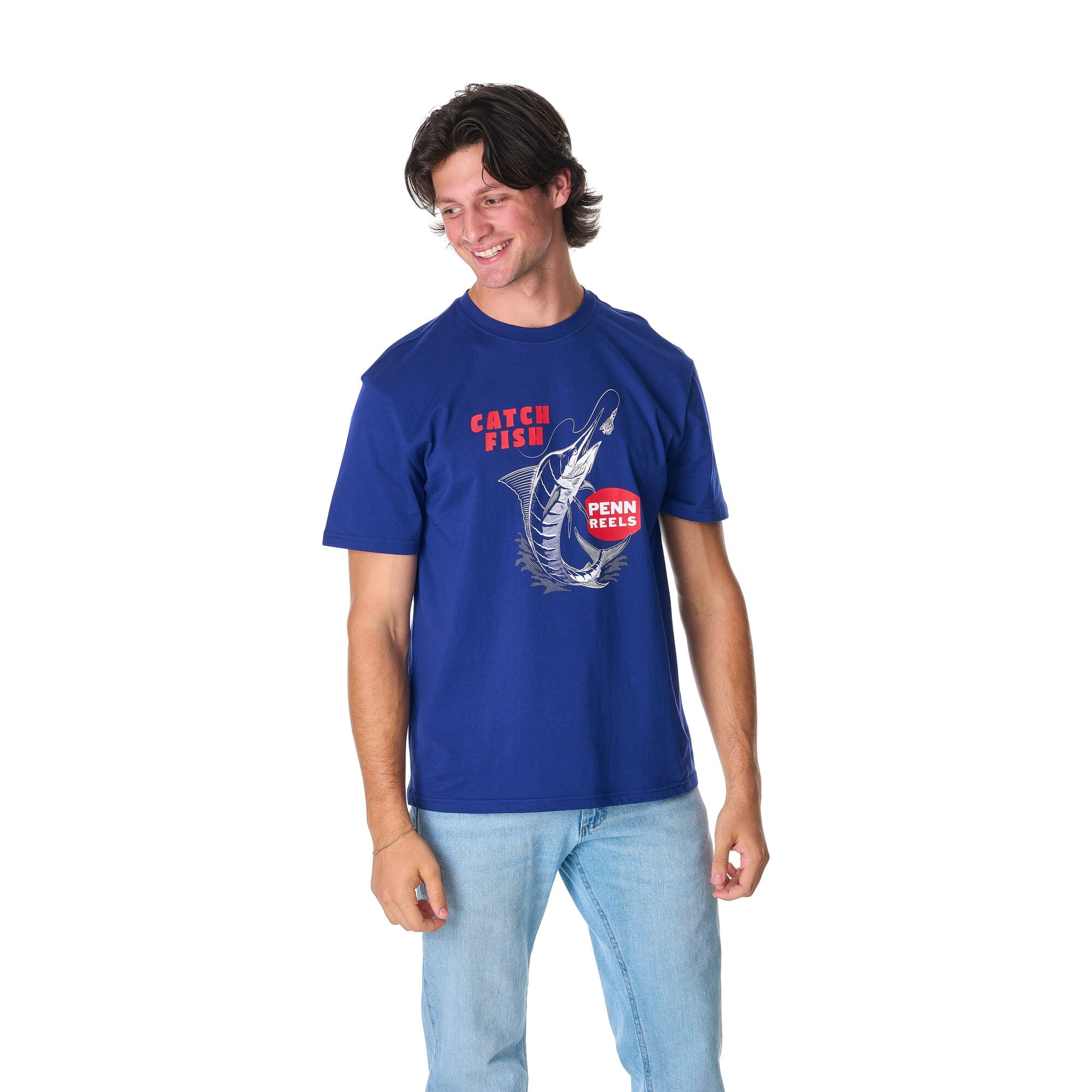 PENN Catch Fish Short Sleeve T-Shirt, Dark Blue, Size XL