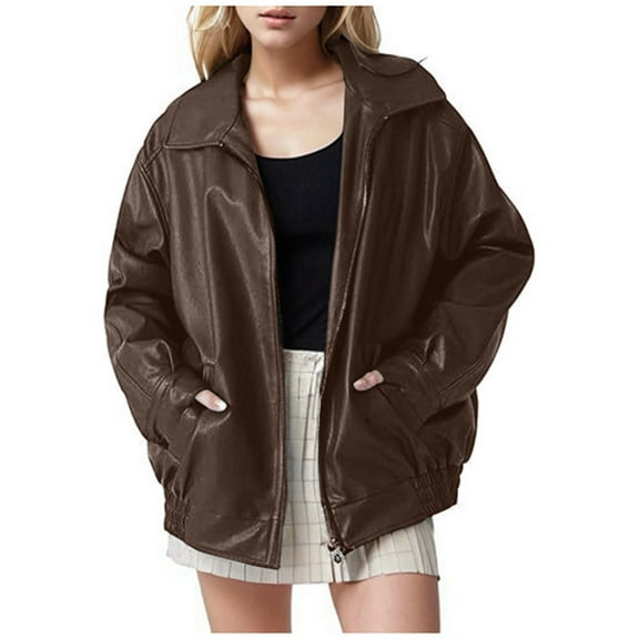 kamemir Womens Jackets Casual Women's Cropped Jackets Lightweight Oversized Utility Anorak Coat(Coffee,M)