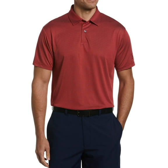 PGA Tour Men's Birdseye Textured Polo Golf Shirt Small Chili Pepper Red