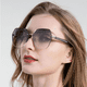 thumbnail image 4 of Gafas de sol para mujer, sin montura, con degradado, protección UV400, diseño de marca, para conducir, con juego de regalo, montura poligonal de metal, gafas de sol para hombre, 4 of 5