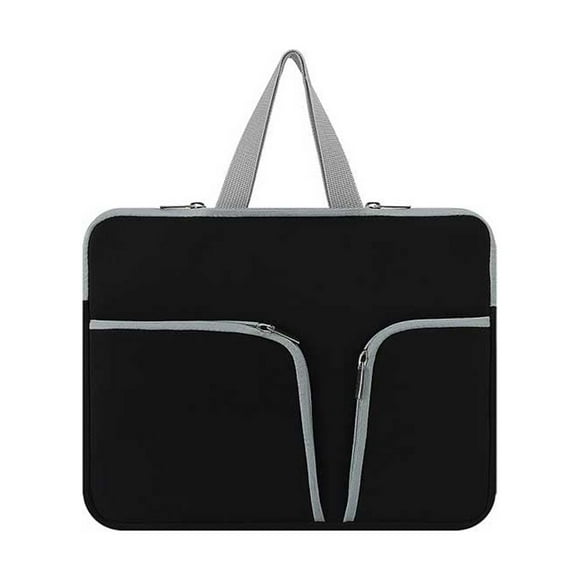 Seitruly Funda para portátil con asa, funda para ordenador, bolsa de transporte de viaje portátil, compartimentos protectores, almacenamiento Relojes inteligentes Negro 13 pulgadas