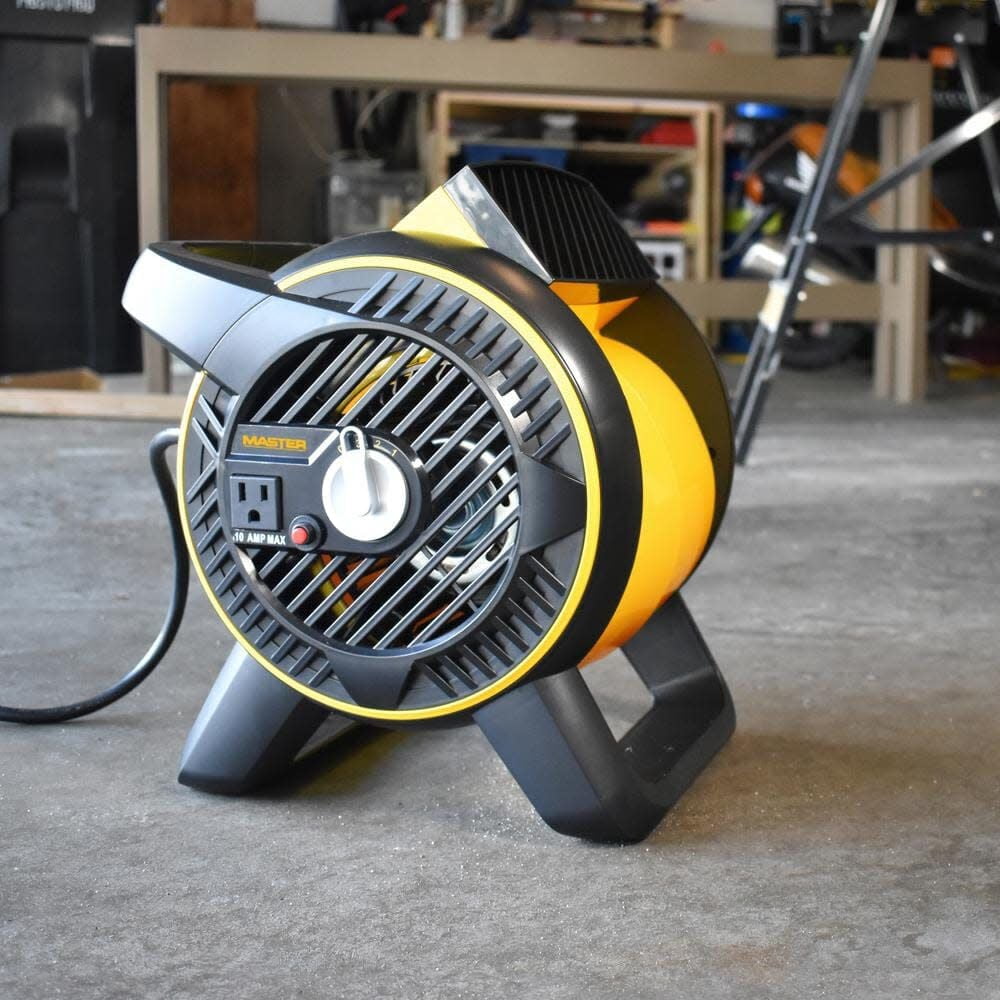 Master 3 Speed High Velocity Pivoting Durable Utility Fan w/Outlet, 12 Inch