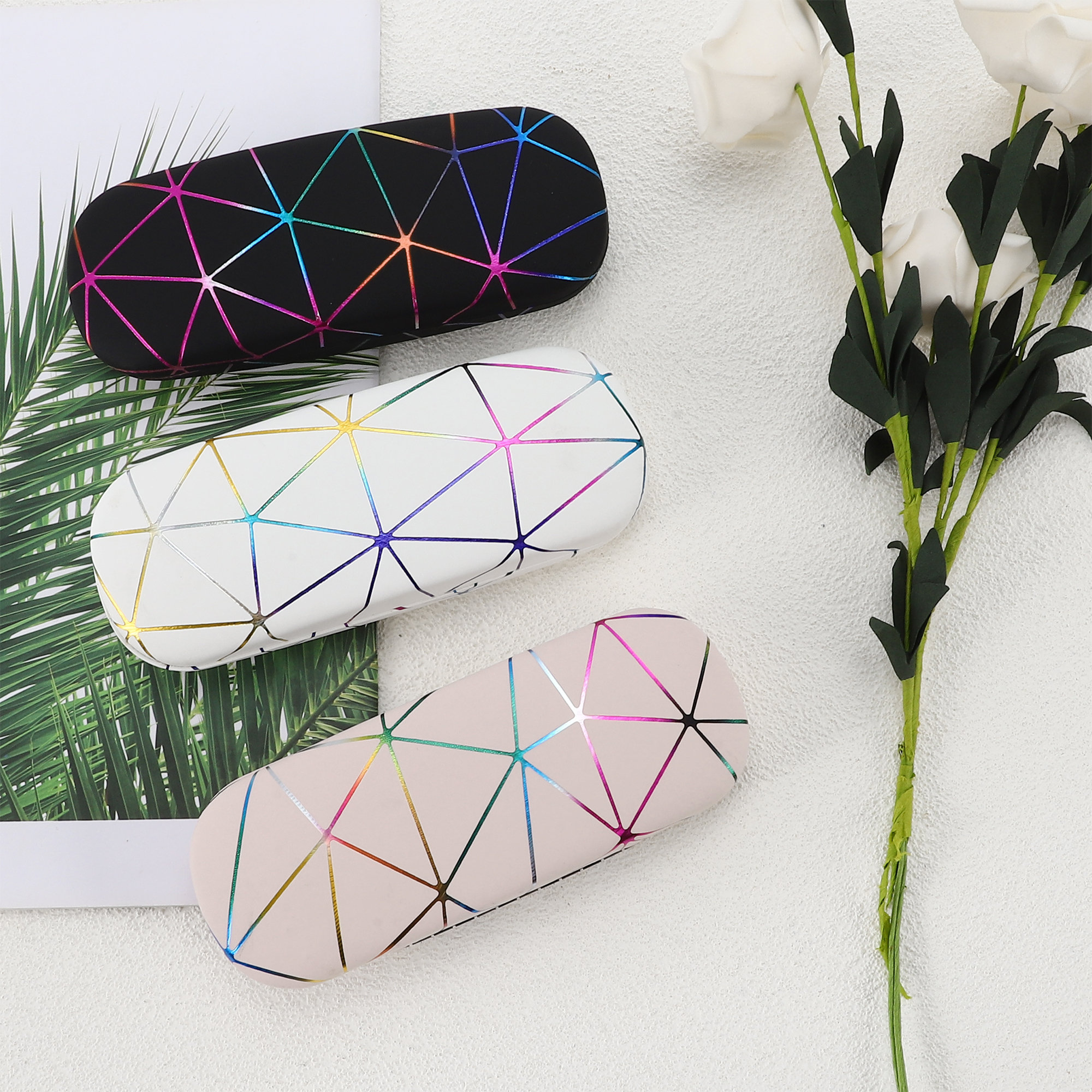 Unique Bargains Colorful Eyeglasses Case Storage 6.38"x2.44"x1.46" Pink