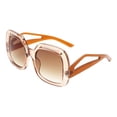thumbnail image 2 of Women’s Oversized Square Sunglasses Retro Bold Cutout UV400 Clear Beige Brown, 2 of 5