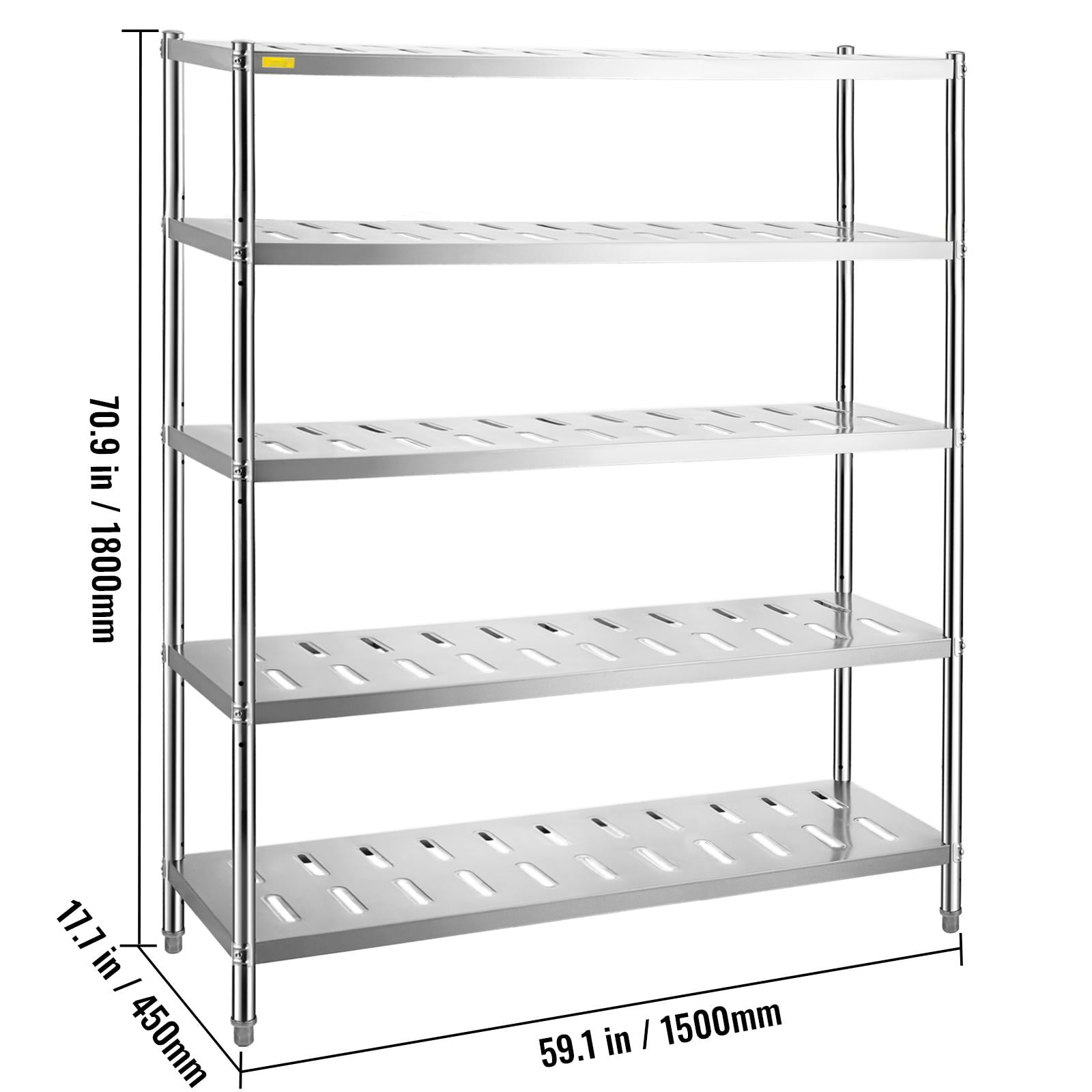 VBENLEM Stainless Steel Shelving 46.8x18.5 inch 4 Tier Adjustable Shelf Storage Unit Stainless Steel Heavy Duty Shelving for Kitchen Commercial