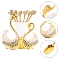 thumbnail image 2 of 1 Set Coffee Spoon Dessert Spoon Dinner Snack Spoon with Swan Molding Holder, 2 of 8