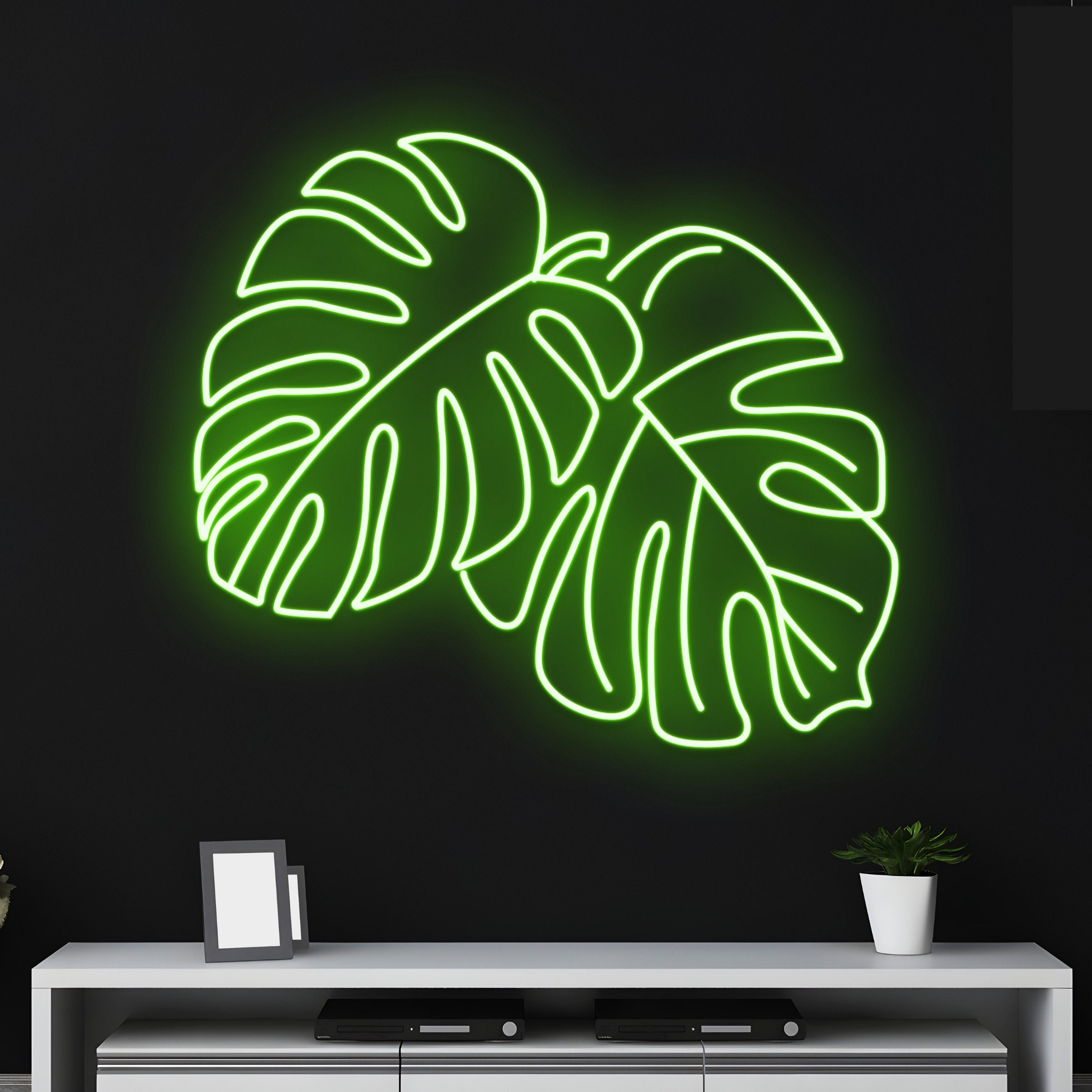 Handmadetneonsign Custom Monstera Leaf Neon Light, Tropical Leaf