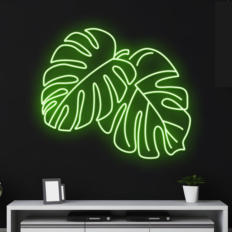 Handmadetneonsign Custom Monstera Leaf Neon Light, Tropical Leaf