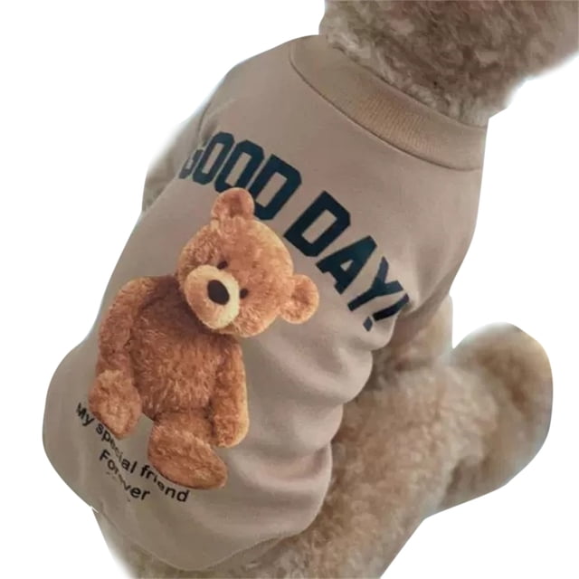 Cute Bear Dog Clothes Soft Comfortable Warm Round Neck Cartoon Dog Clothes for Pets