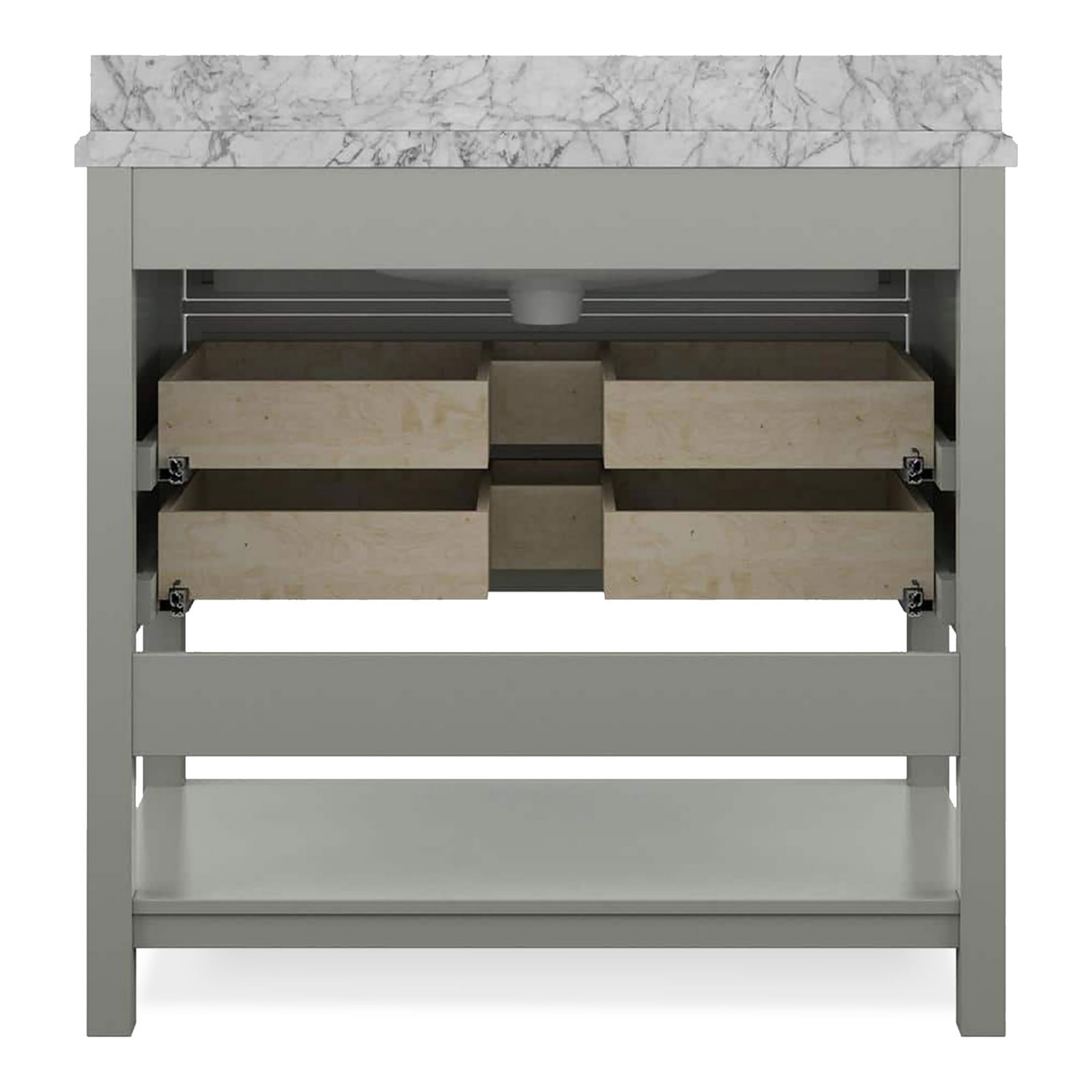 Furniture of America Freya 37" Gray Single Bathroom Vanity with White Carrera Marble Top and Undermount Sink