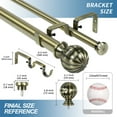 thumbnail image 3 of Urbanest Fluted Ball Flat Button 1" 5/8" Double Drapery Curtain Window Rod Set - 28" to 48", Antique Brass, 3 of 6