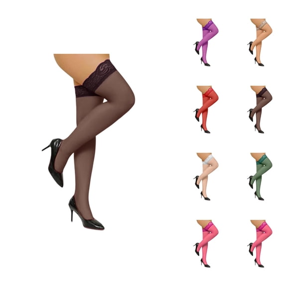 High Thigh Stockings with Wide Lace Trim, 6 Pairs Women's Lace Thigh-High Socks, Long Over-Knee Legwear for Elegant and Alluring Fashion