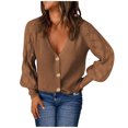 thumbnail image 1 of Suéteres de Otoño Para Mujer Suéter Ahuecado Casual Botones de Punto Sólidos Tops de Manga Larga Con Cuello en V Odeerbi ODB171382, 1 of 8