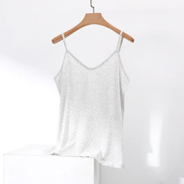 Camisola de manga corta para mujer, de color liso, con cuello en V, para exteriores, ropa interior básica, para decoración del hogar, pijama sin mangas de algodón.