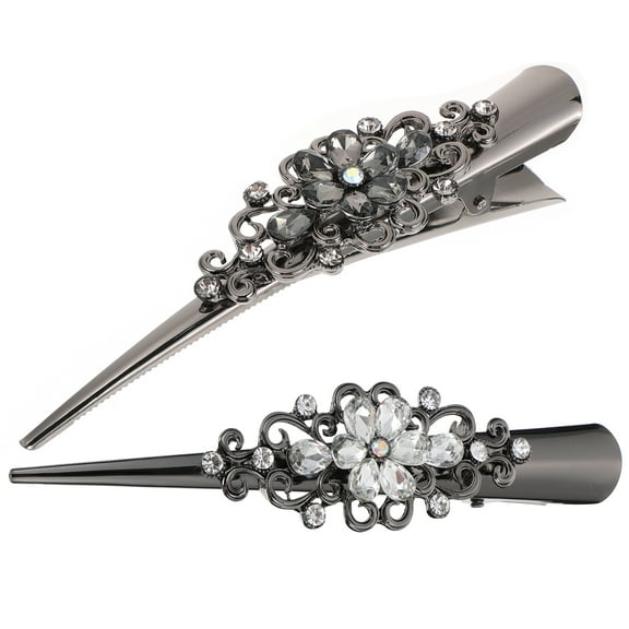 2pcs Shiny Rhinestone Headdress Alloy Duckbill Hair Clips Alligator Hairpins