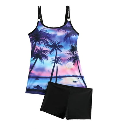 Zuesphe Swimsuit for Women Over 55 Womens Bathing Suits One Piece with Shorts Womens Swimwear 2 Piece Monokinis Swimwear Color Block Two Piece Drawstring Clearance Sales