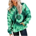 thumbnail image 4 of BiZtdJrK Trendy Sweatshirts for Women Tie Dye Long Sleeve Casual Hooded Sweatshirt Drawstring Regular Fit Hoodie Pullover with Kangaroo Pocket Green XXL, 4 of 8