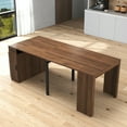 thumbnail image 4 of Modern Extendable Dining Table with Storage, Barnwood Folding Space-Saving Table with Melamine Finish, Multifunctional Convertible Sideboard Table for Kitchen, Dining Room, Small Apartment, 4 of 27