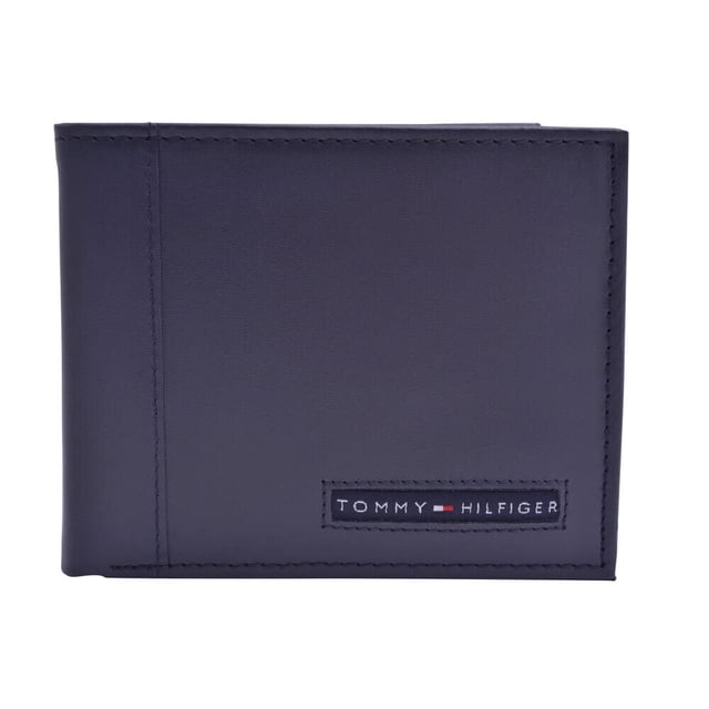 Cartera Tommy Hilfiger para hombre, piel, pliegue fino, azul marino
