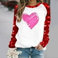 thumbnail image 2 of VALMASS Chandails en Molleton à Col Rond pour Femmes de la Saint-Valentin Manches Raglan Hauts Décontractés Mode Imprimé Cœur Blouses (TG, g Rouge), 2 of 4