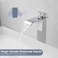 thumbnail image 3 of Single Handle Mixer, Solid Brass Construction Ensuring Durability And Resistance Against Corrosion, Vessel Sink Faucet With Modern Waterfall Design For Bathroom Vanity Area (3PCS), 3 of 5