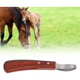 thumbnail image 4 of Cuchillo para pezuña con hebilla de herrador, cuchillo ovalado para pezuña de caballo, mango de hoja de acero inoxidable, 1 ud., 4 of 5