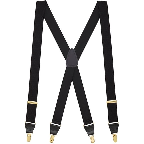 Suspender Store Mens Jacquard Petite Diamonds Clip Suspenders Black 42" for 5'0" to 5'9" tall
