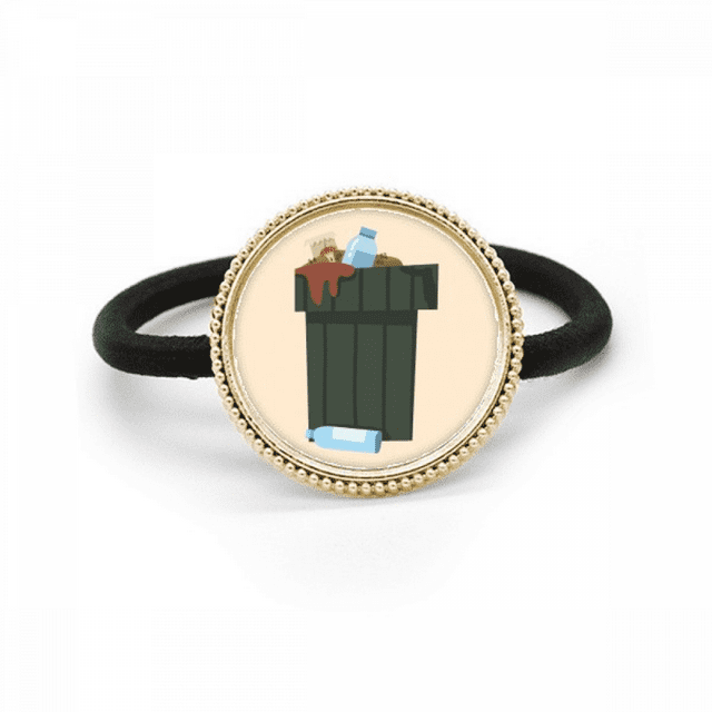 Dustbin Waste Recovery Garbage Can Silver Metal Hair Tie And Rubber Band Headdress