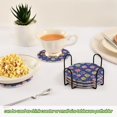 thumbnail image 5 of Yayeee 6 PCS Drink Coasters with Holder Set Woven Absorbent Round Tabletop Hot Pad, Blue Colorful Candies, 5 of 7