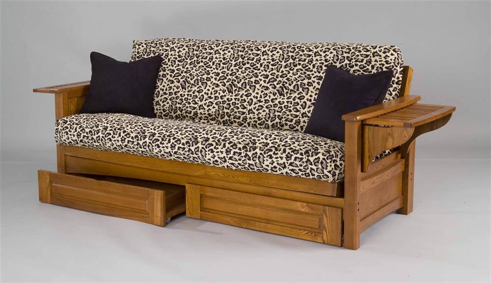 Burlington Full Futon Frame W 2 Drawers Cherry Oak Walmart Com