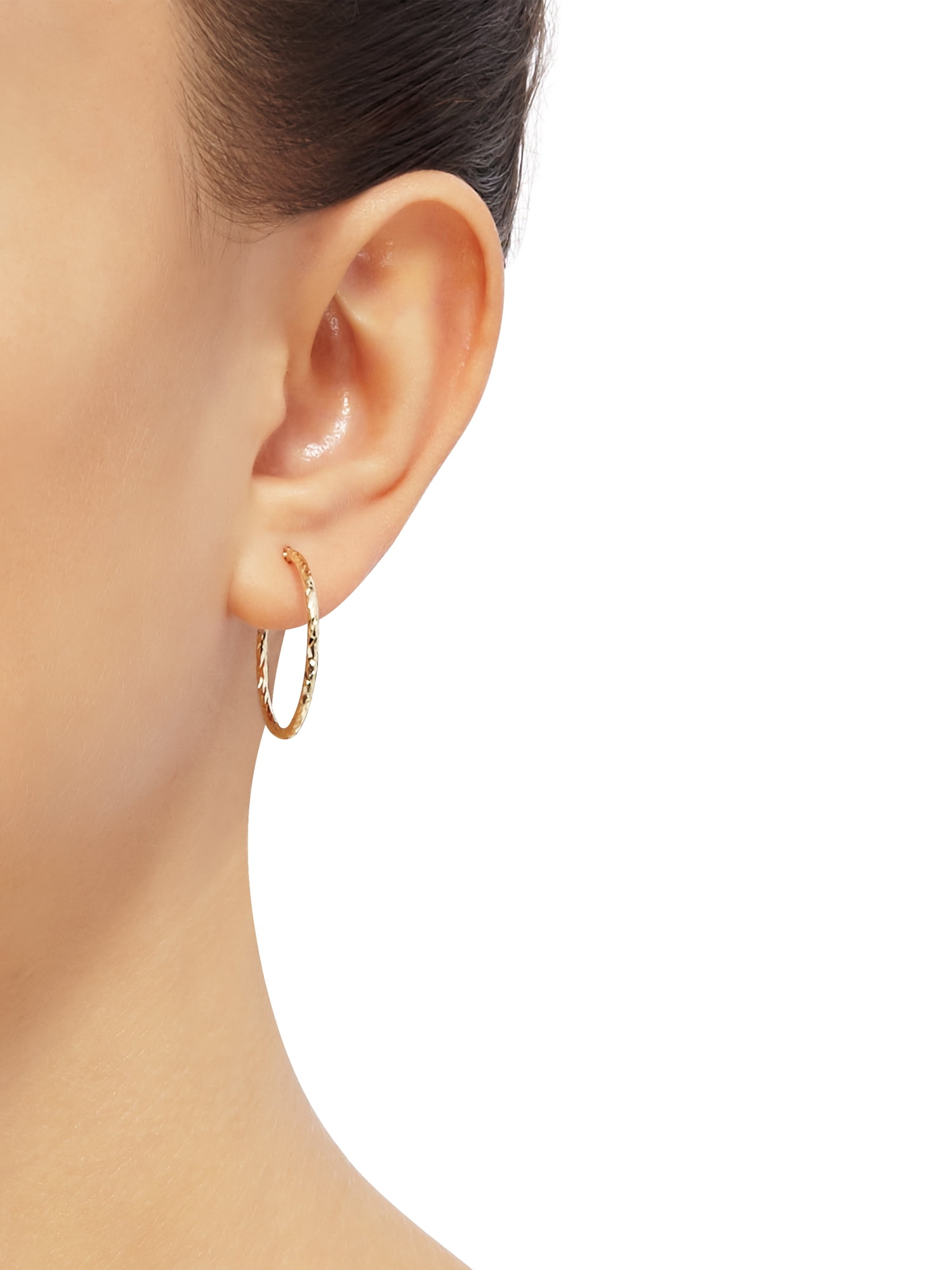 Brilliance Fine Jewelry 10K Yellow Gold Round Diamond-Cut Hoop Earrings