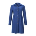 thumbnail image 5 of LLYwey s Off the Shoulder Dresses for Women Fashion Casual Lapel Solid Color-Breasted Long Sleeve Dress New Casual Dresses Blue M, 5 of 9
