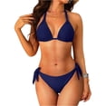 thumbnail image 2 of JoveMarine Women's Tie Side Bikini Set Two Piece Swimsuit Adjustable Straps Beach Bathing Suit Summer Bathing Suit For Womens Swimsuits Navy XL, 2 of 7