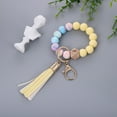 thumbnail image 5 of Stylish Silicone Keychain Beaded Wristlet Key Ring Bracelet for Women with Elegant Leather Tassel Accessory, 5 of 7