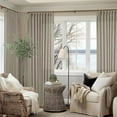 thumbnail image 5 of Extra Wide Curtains 90 Inches Long 60 Inch Width for Living Room Bedroom Light Filtering Semi Sheer Farmhouse Pleated Curtain Hooks Rings for Patio Sliding Door Large Window Burlywood Taupe 1 Panel, 5 of 9