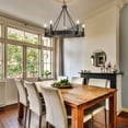 thumbnail image 2 of Luxury Modern Farmhouse Chandelier, Matte Black, UHP4484, 2 of 5