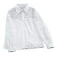thumbnail image 4 of ShiShine Women's Hollow Out Shirts Long Sleeve Collared Button Down Lace Eyelet Blouse Tops Elegant Top, 4 of 9