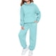 thumbnail image 2 of Sudadera con capucha larga con estampado pequeño en forma de corazón para niños y pantalones deportivos con lazo en las piernas, conjunto deportivo informal de dos piezas con forro polar para mayor ca, 2 of 4