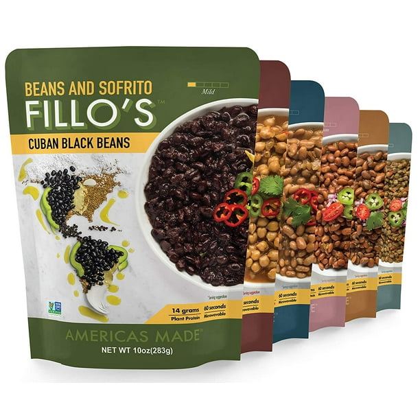 FILLO’S Variety Pack, Sofrito Beans, 6 Count, Cuban Black Beans, Tex