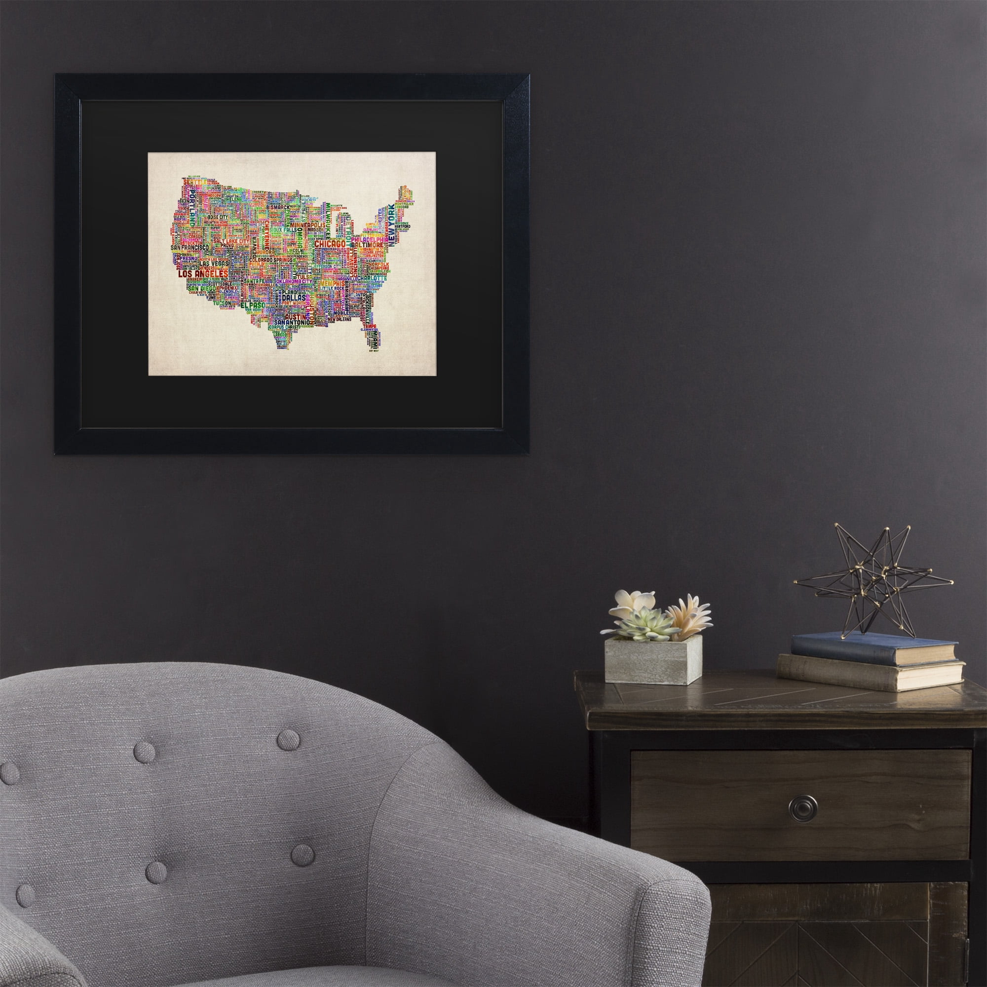 Trademark Fine Art 'US Cities Text Map VI' Canvas Art by Michael Tompsett