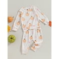 thumbnail image 3 of Wassery 2PCS Baby Halloween Clothes Newborn Girls Fall Outfits Set Long Sleeve Pumpkin Print Sweatshirt Tops+ Elastic Waist Pants Infant Halloween Costume 0-24 Months, 3 of 8