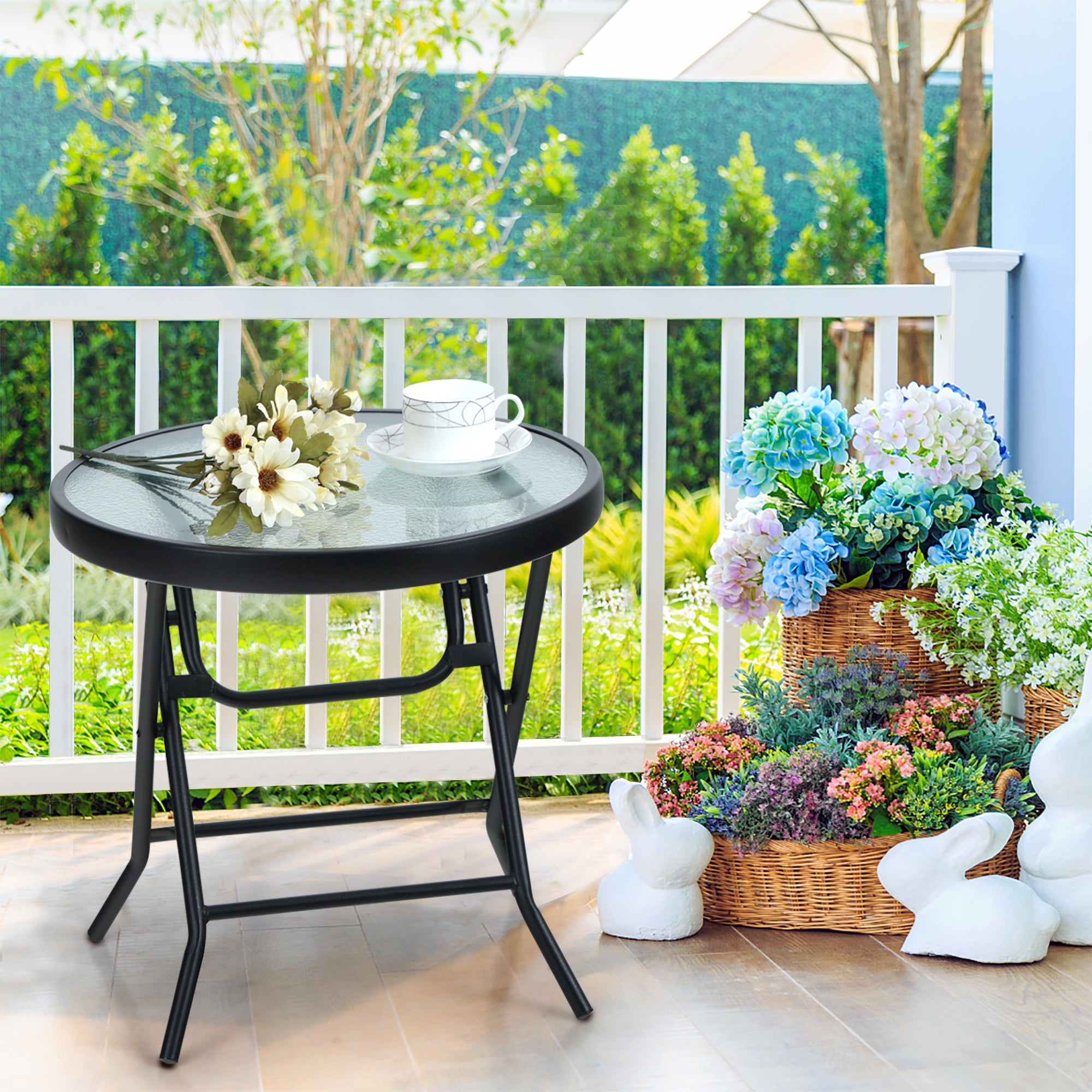 Sophia & William 18 inch Patio Round Folding Side Table Small Portable