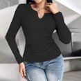 thumbnail image 5 of aidice Built in Bra Tank Tops for Women Casual Notched V Neck Long Sleeve Slim Fitting Going out Tops, 5 of 9