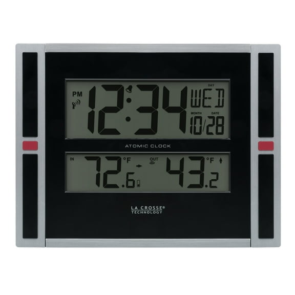 La Crosse Technology 11" Modern Atomic Digital Tabletop / Wall Clock with Temperature, 513-149-Int