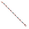 thumbnail image 2 of Gem Stone King 18K Rose Gold Plated Silver Heart Shape Green Mystic Topaz London Blue Topaz and Round White Lab Grown Diamond Greek Vine Flower Tennis Bracelet for Women (5.79 Cttw, 7.5 inch), 2 of 4