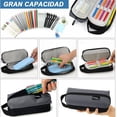 thumbnail image 3 of Estuche para Lápices de Gran Capacidad,Bolsa de Almacenamiento de Papelería de Oxford,Papelería con Cremallera, Estucheras Lapiceras Aesthetic, Lapiceras organizadoras para Escuela Oficina, 3 of 3