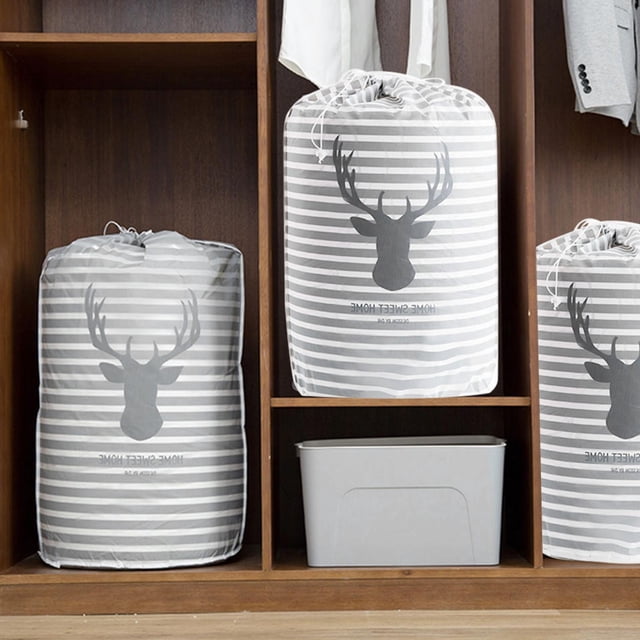 Drawstring Organizer, Peva Material Water-Resistant Home Organizer, Dustproof Storage Bag, Quilt Storage Bag, for Overcoat Pillows Deer Head