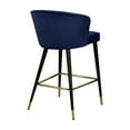 thumbnail image 3 of Maykoosh City Sleek Modern, Contemporary Velvet Upholstered Counter Height Stool with Channel Tufting and Gold Tipped, Black Metal Legs, Grey, 20" W x 21" D x 36.5" H-Color:Navy, 3 of 7