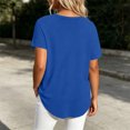 thumbnail image 6 of Women's Short Sleeve Curved Hem Shirts Summer Oversized V-Neck Button Down T-Shirt Casual Plain Daily Wear Tops Blue, 6 of 6